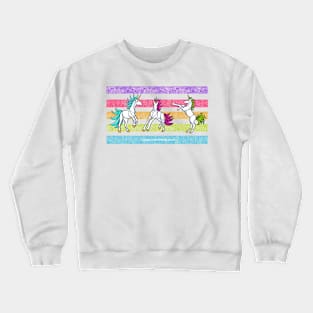 Rainbow Unicorn Trio v2 — Dancing Uniquorns Illustration series Crewneck Sweatshirt